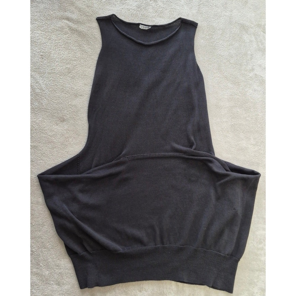 Re.set Charcoal Grey Draped Knit Top Ribbed Hem Side Slits Size L